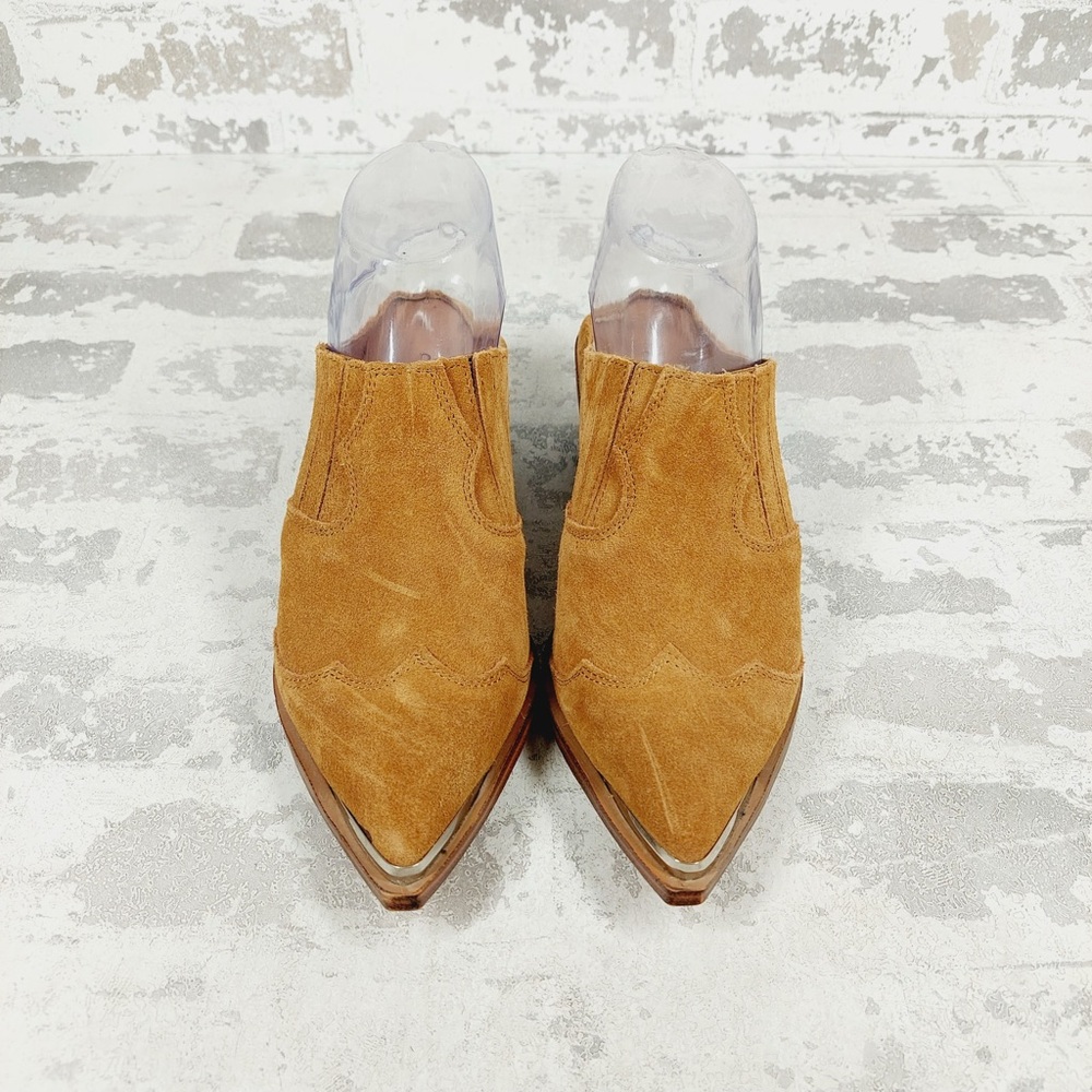 NEW Chinese Laundry Los Angeles Tan Brown Leather Western Mules V69 - Picture 7 of 12